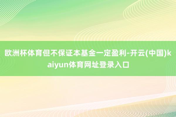 欧洲杯体育但不保证本基金一定盈利-开云(中国)kaiyun体育网址登录入口